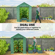 Mini Walk In Greenhouse With Raised Bed And Roll Up Windows For Garden Growing Green Outsunny