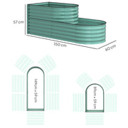 Two Tier Galvanised Steel Garden Planter Dark Green by Outsunny