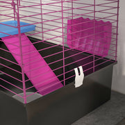 Small Animal Cage With Platform and Ramp For Rabbits Guinea Pigs Chinchillas, Grey