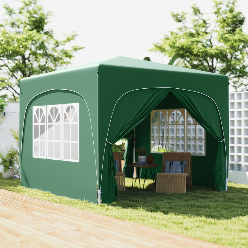 Dark Green 3x3 Pop Up Gazebo Shelter With Sides UPF50+ by Outsunny