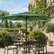 Garden Parasol with Adjustable Tilt and Three-Tier Ventilated Canopy for Cool Shade Green Outsunny