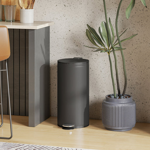 30L Pedal Kitchen Bin with Soft Close Lid and Removable Inner Bucket for Home Use Black