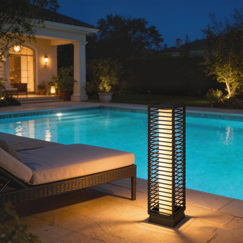 Solar Rattan Outdoor Lamp for Easy Automatic Garden Lighting Warm Glow Black Outsunny