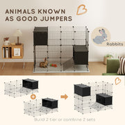 DIY Small Animal Cage with Elevated Huts for Guinea Pigs Rabbits and Hedgehogs Black by PawHut