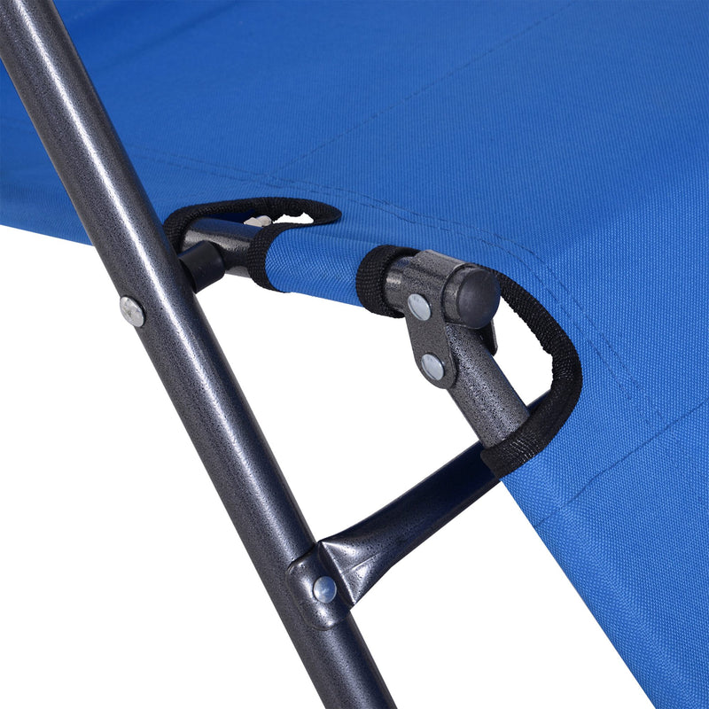 Set of 2 Folding Sun Loungers with Adjustable Backrest and Headrest for Garden Use Blue AOSOM