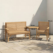 Wooden Garden Furniture Set with Bench Chair and Table for Flexible Outdoor Seating Outsunny