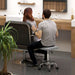 Grey Adjustable PU Leather Rolling Stool with Swivel and Wheels by HOMCOM