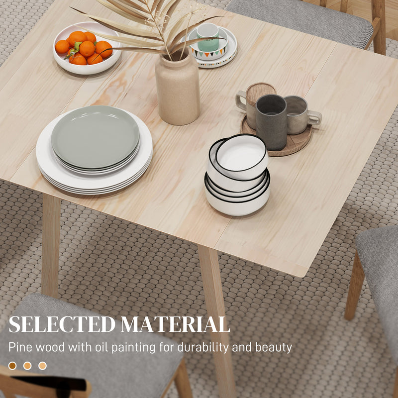 Folding Wooden Dining Table for Small Kitchens Seats 2 to 4 with Drop Leaf Design Natural