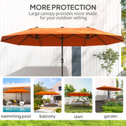Orange 4.6m Double Sided Garden Parasol UV Protection Outdoor Shade by Outsunny