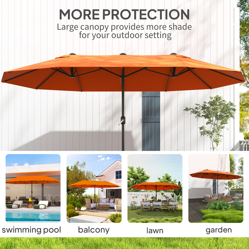 Orange 4.6m Double Sided Garden Parasol UV Protection Outdoor Shade by Outsunny