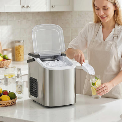 Portable Countertop Ice Maker | 12kg Daily | 2 Cube Sizes | Silver & Black Homcom