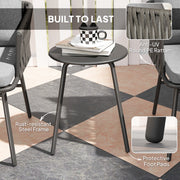 Grey 3 Piece Rattan Bistro Set with Cushions for Garden Balcony and Patio