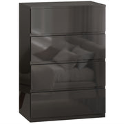 Chest of Drawers with 4 Spacious Handleless Storage Drawers for Bedroom Organisation High Gloss Black AOSOM