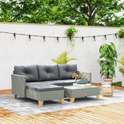Charcoal Grey Rattan Garden Lounge Set with Cushions and Coffee Table