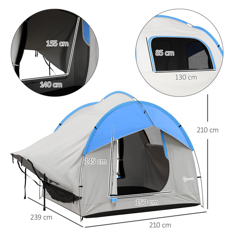 Car Camping Tent for Hatchbacks and SUVs with Quick Setup and Weather Protection Grey and Blue
