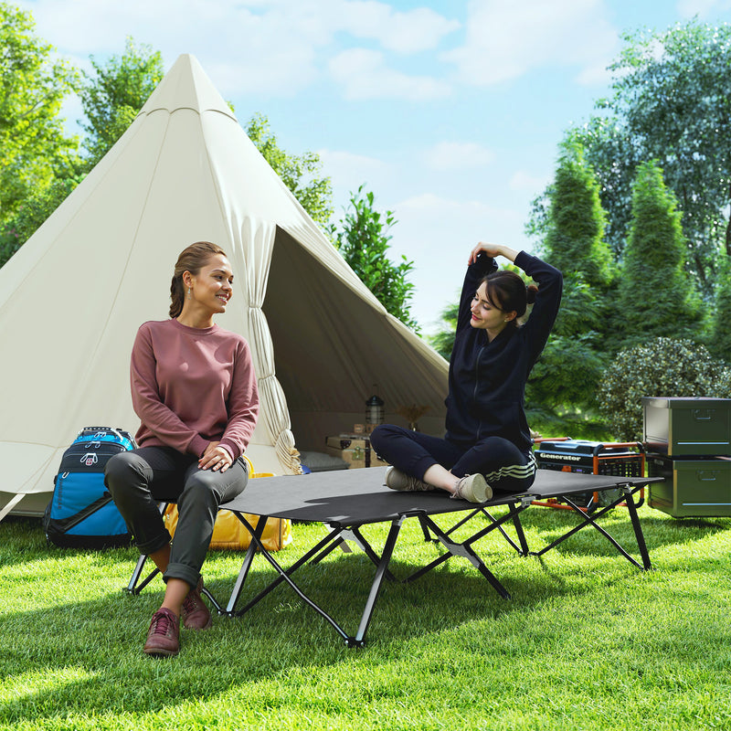 Double Folding Camping Bed for Two Adults Raised Off Ground Charcoal Grey