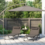 Set of 2 Black Sun Loungers with 5 Position Reclining Backs for Garden Comfort by Outsunny