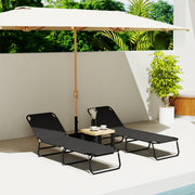 Black Garden Sun Lounger with Five Position Adjustable Back by Outsunny