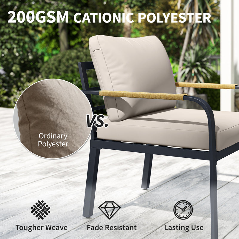 7 Piece Garden Furniture Set for Outdoor Relaxing with Cushions, Khaki & Dark Grey