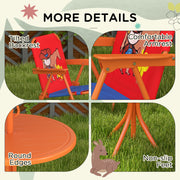 Kids Outdoor Picnic Table Set With Foldable Chairs And Adjustable Parasol For Garden Play