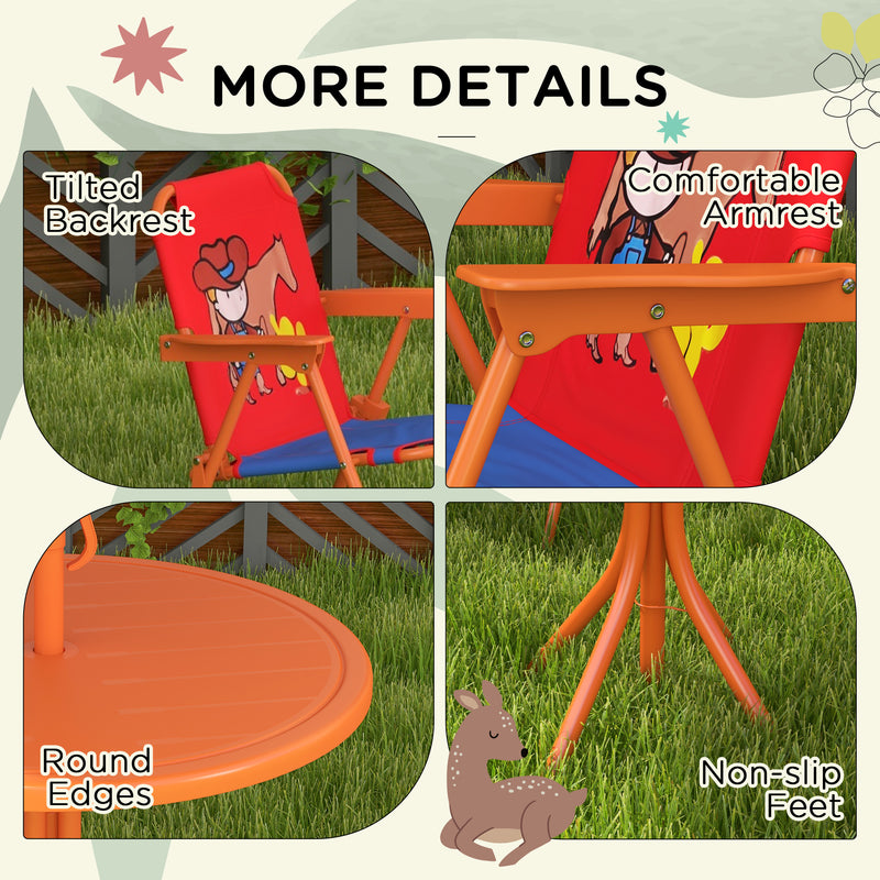 Kids Outdoor Picnic Table Set With Foldable Chairs And Adjustable Parasol For Garden Play