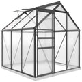 Walk In Polycarbonate Greenhouse 190 x 190 cm Grey for All-Season Gardening by Outsunny