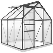Walk In Polycarbonate Greenhouse 190 x 190 cm Grey for All-Season Gardening by Outsunny