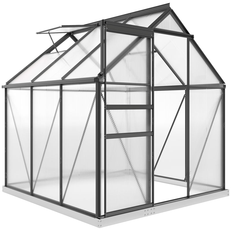Walk In Polycarbonate Greenhouse 190 x 190 cm Grey for All-Season Gardening by Outsunny