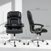 Ergonomic Big and Tall Office Chair With Spring Cushion Supports 180kg PU Leather Black AOSOM