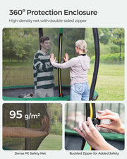 Ladder and entry point of the trampoline safety enclosure net