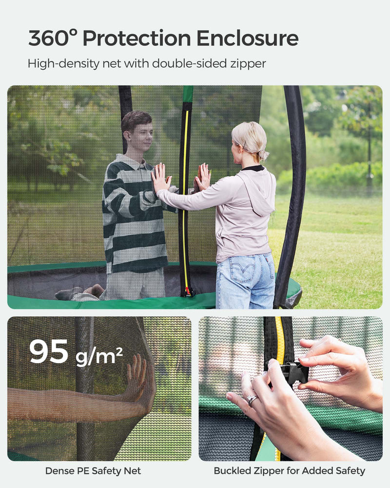 Ladder and entry point of the trampoline safety enclosure net