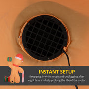 Close-up of the black fan vent on the inflatable with an instant setup caption