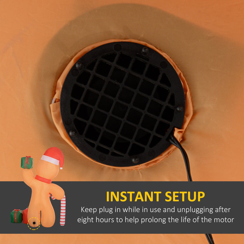 Close-up of the black fan vent on the inflatable with an instant setup caption