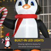 Close-up of the penguin's face and scarf with built-in LED lights callout