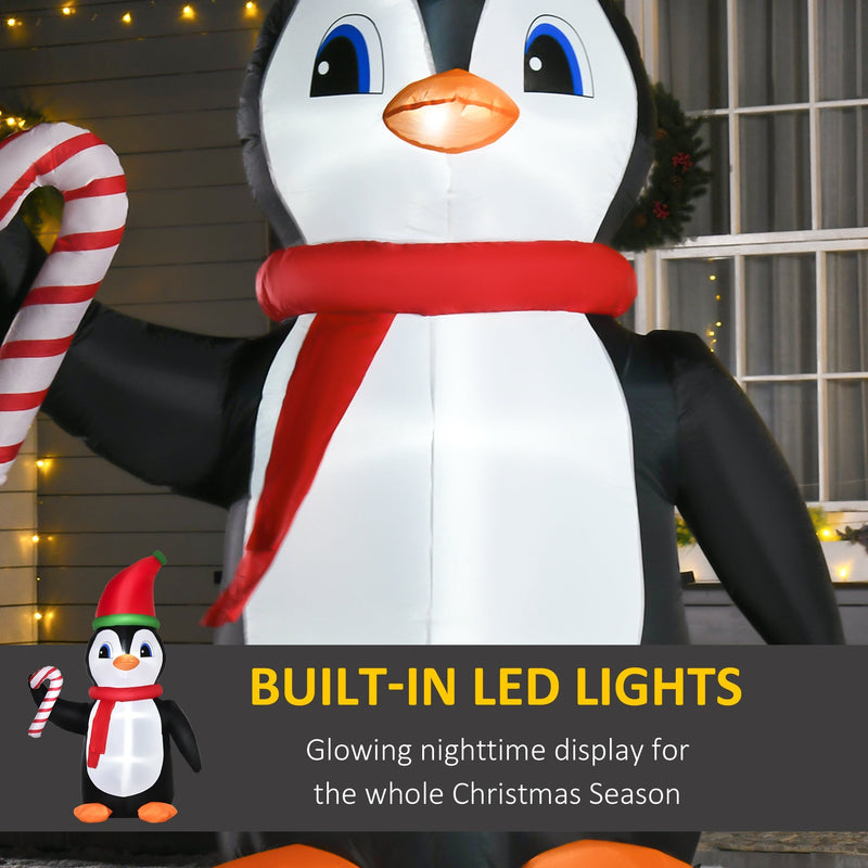 Close-up of the penguin's face and scarf with built-in LED lights callout
