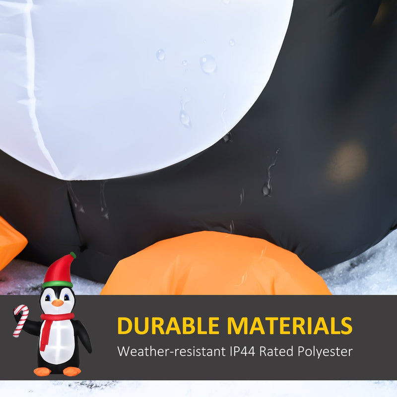 Close-up of the penguin's belly and orange foot with durable IP44 polyester callout