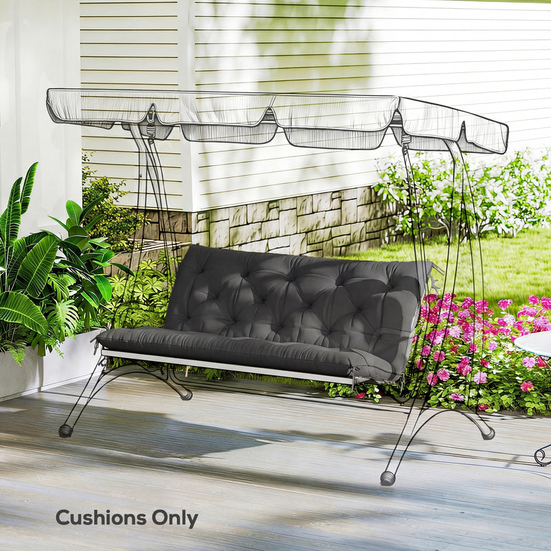 Garden Bench and Swing Seat Cushion for Two Seaters with Water Resistant Cover Black