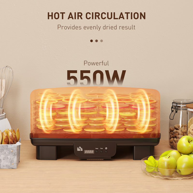 Six-Tray Food Dehydrator Adjustable Temperature 40-70 Degrees Fahrenheit Black by HOMCOM