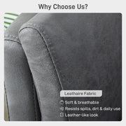 Two Seater Grey Leathaire Sofa With Padded Cushions For Living Room Comfort