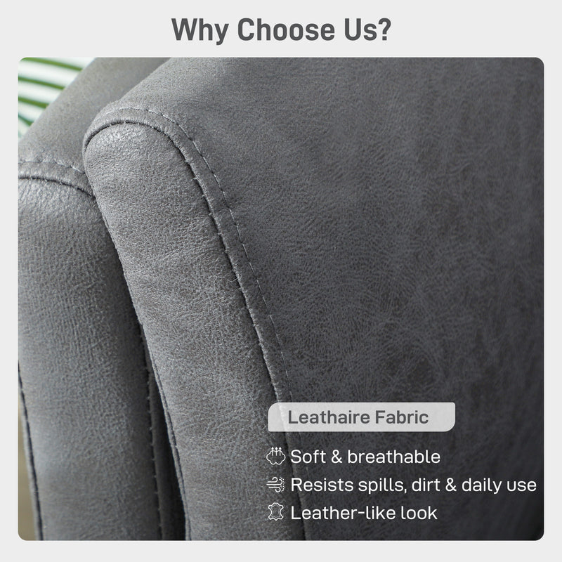 Two Seater Grey Leathaire Sofa With Padded Cushions For Living Room Comfort