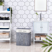 Grey 100L Collapsible Wooden Laundry Basket With Lid And Removable Lining For Storage