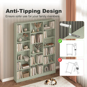 Slim Bookcase with Adjustable Shelves for Small Spaces and Hallways in Light Green by Homcom