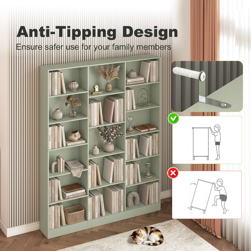 Slim Bookcase with Adjustable Shelves for Small Spaces and Hallways in Light Green by Homcom