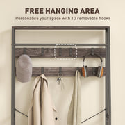 Coat Rack Hall Tree With Shoe Storage Bench and Drawers for Hallway or Entryway Grey