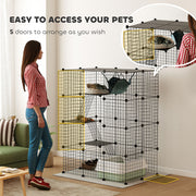 Large 4 Tier DIY Cat Cage with Hammock Ramps and 5 Doors for Indoor Use by PawHut