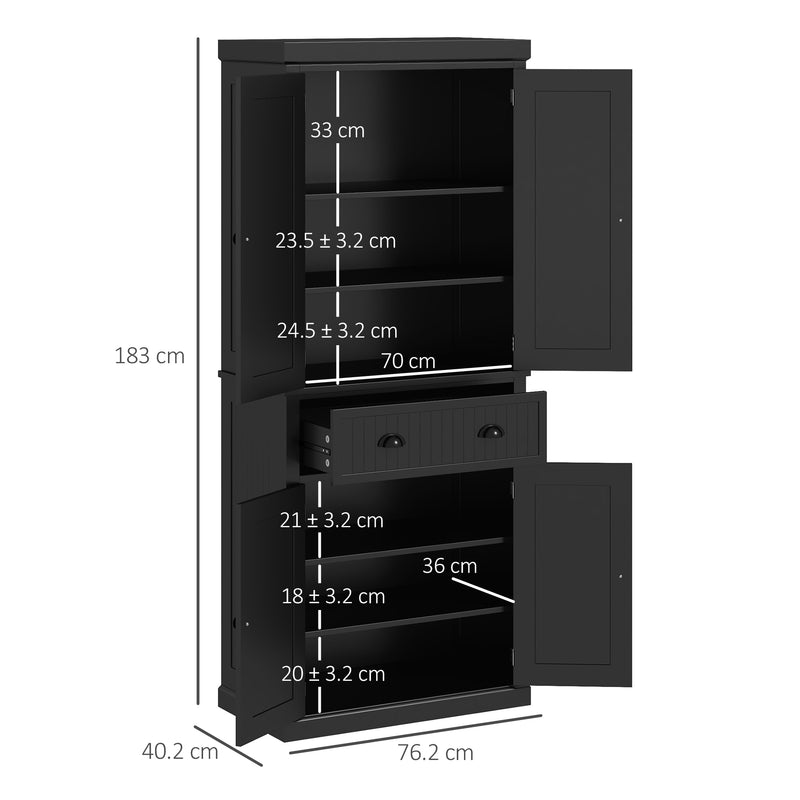 Freestanding Kitchen Storage Cabinet With Drawers And Shelves For Home Organisation Black