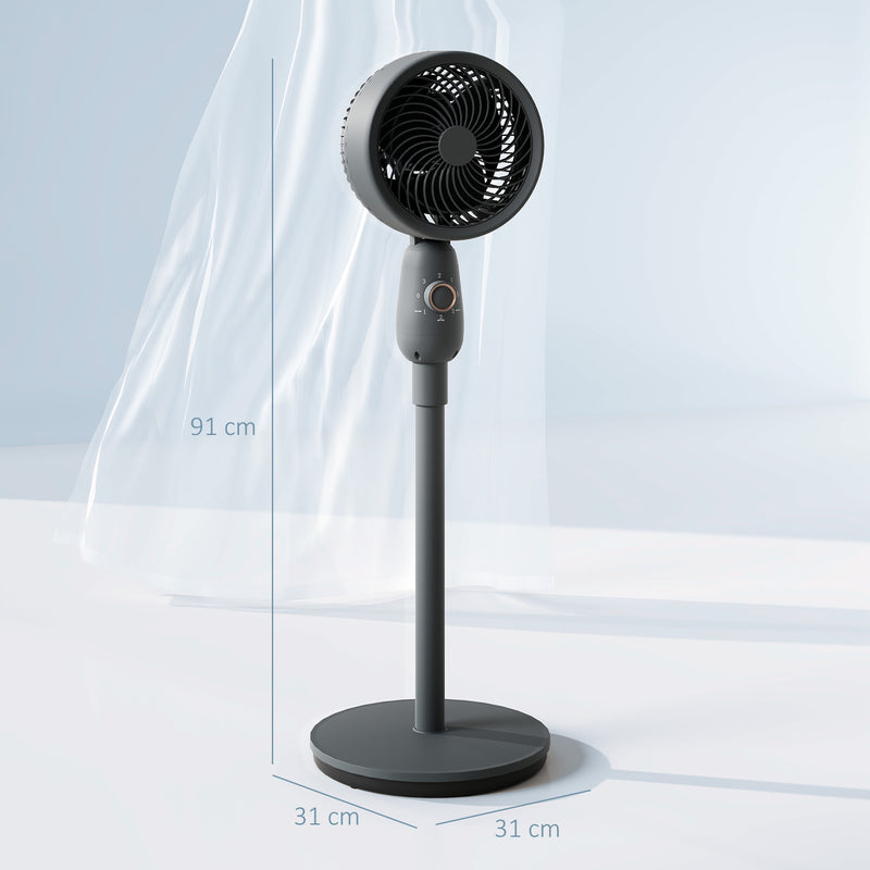 12 Inch Powerful Pedestal Fan with 3 Speeds and Oscillating Function for Home and Office by HOMCOM