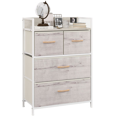 Rustic Black Chest with Four Fabric Drawers for Bedroom or Hallway Storage
