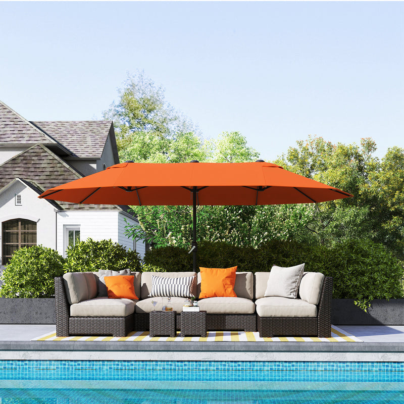 Orange 4.6m Double Sided Garden Parasol UV Protection Outdoor Shade by Outsunny