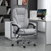 Reclining Massage Office Chair With Heat Adjustable Height And Footrest For Home, Use Grey